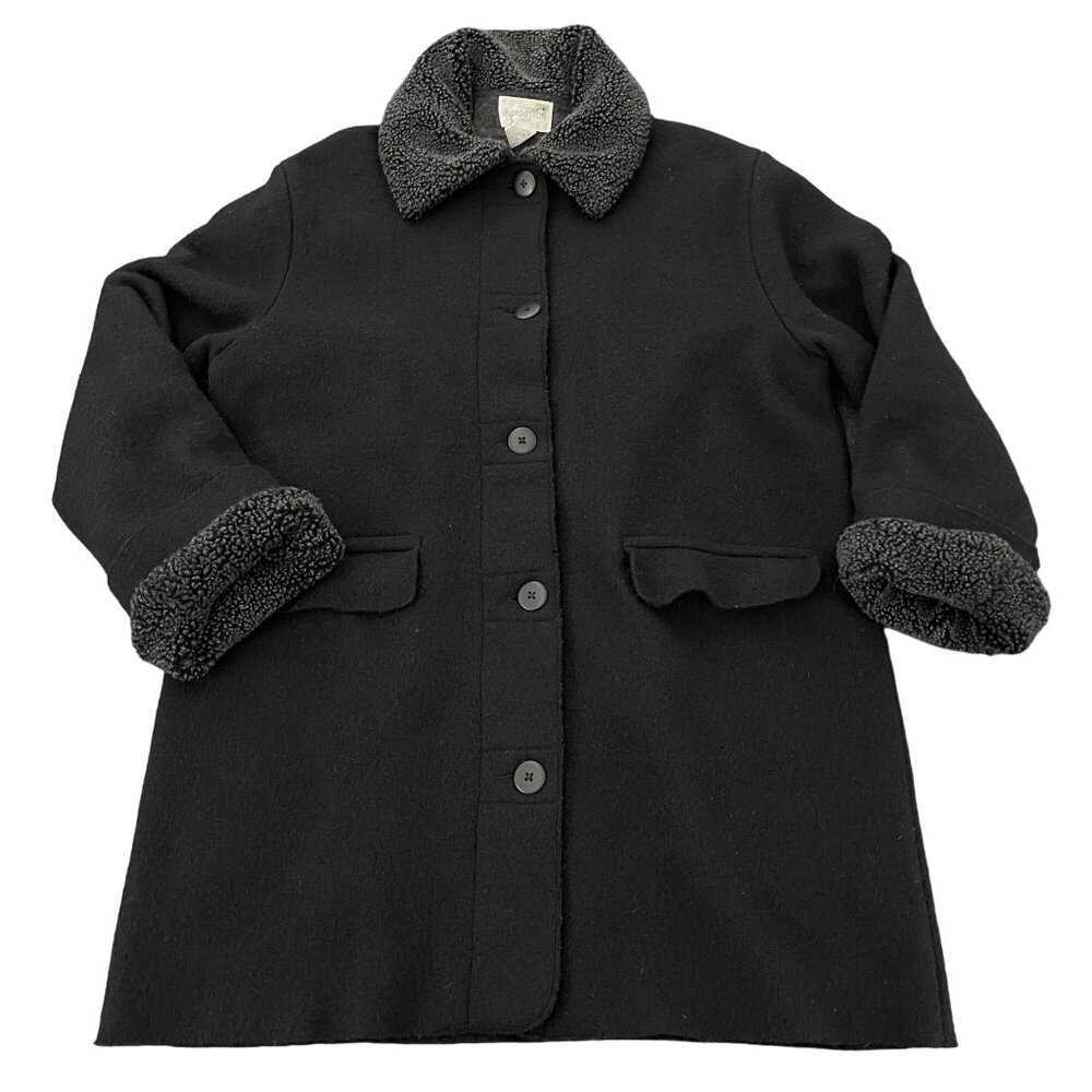 Nordstrom Women's Black 100% Wool Button Jacket with Liner, Size 8